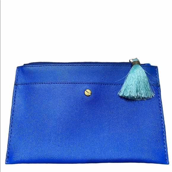 J. Crew Handbags - J. Crew Blue Leather Clutch With Tassel